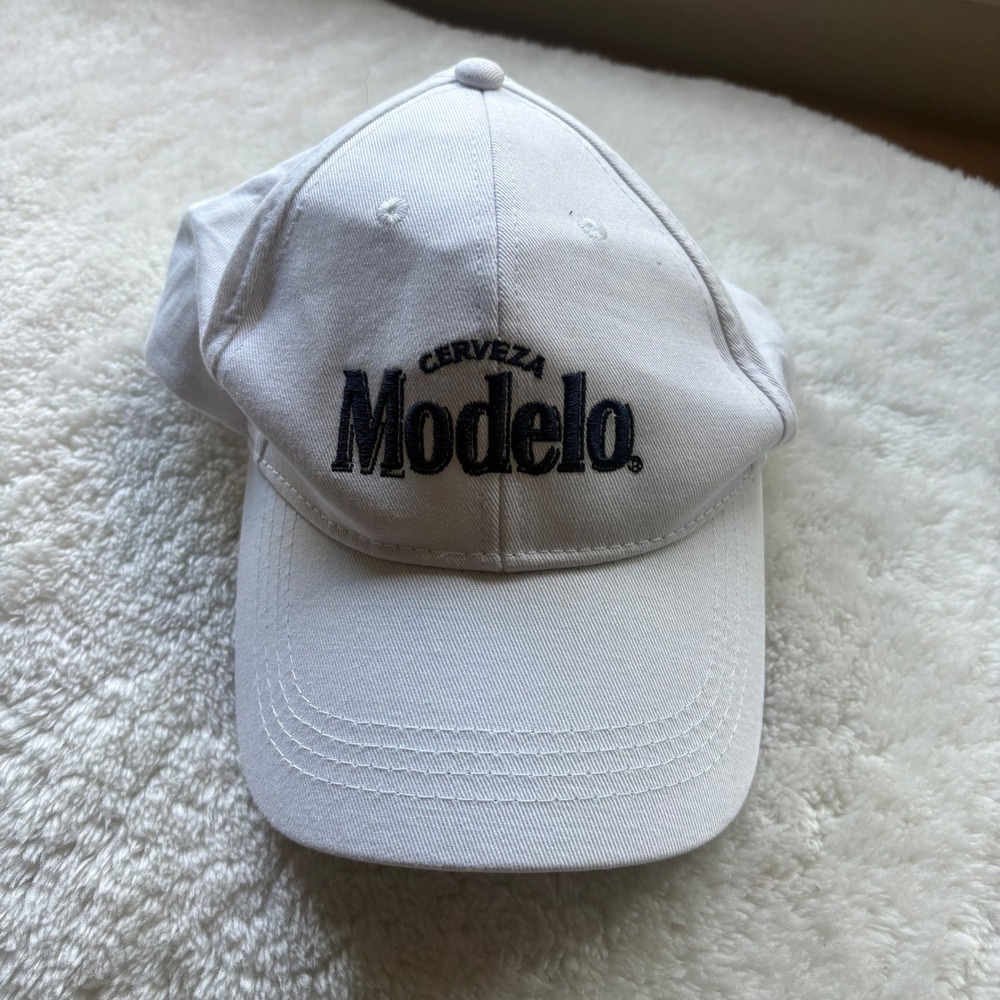 Modelo Especial Beer Baseball Cap White Embroidered Snapback Hat Adjustable